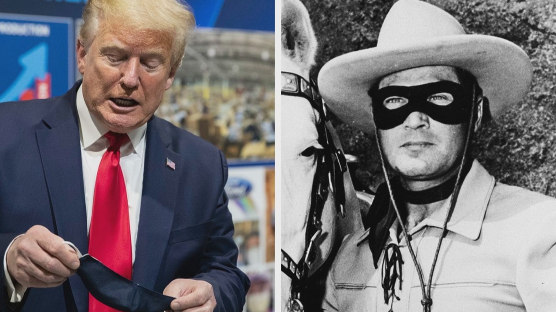 川普堅持自己在特定情況下，會願意戴上，還大讚非常喜歡自己戴上口罩的模樣，宛如美國西部動作片，當中的原住民勇士「獨行俠」。