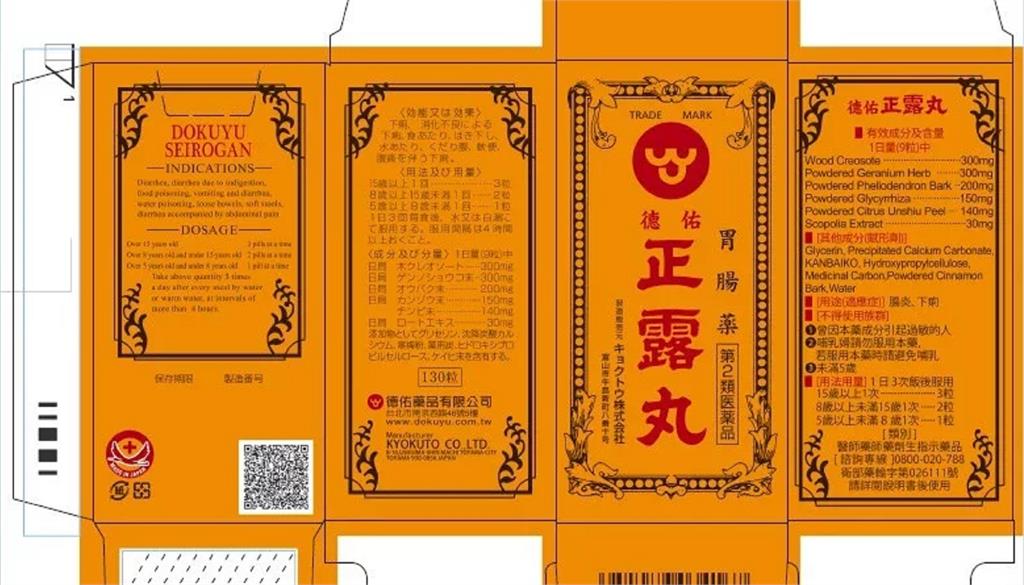 兩廠牌正露丸因主成份含量不足，遭食藥署回收下架。圖／食藥署提供
