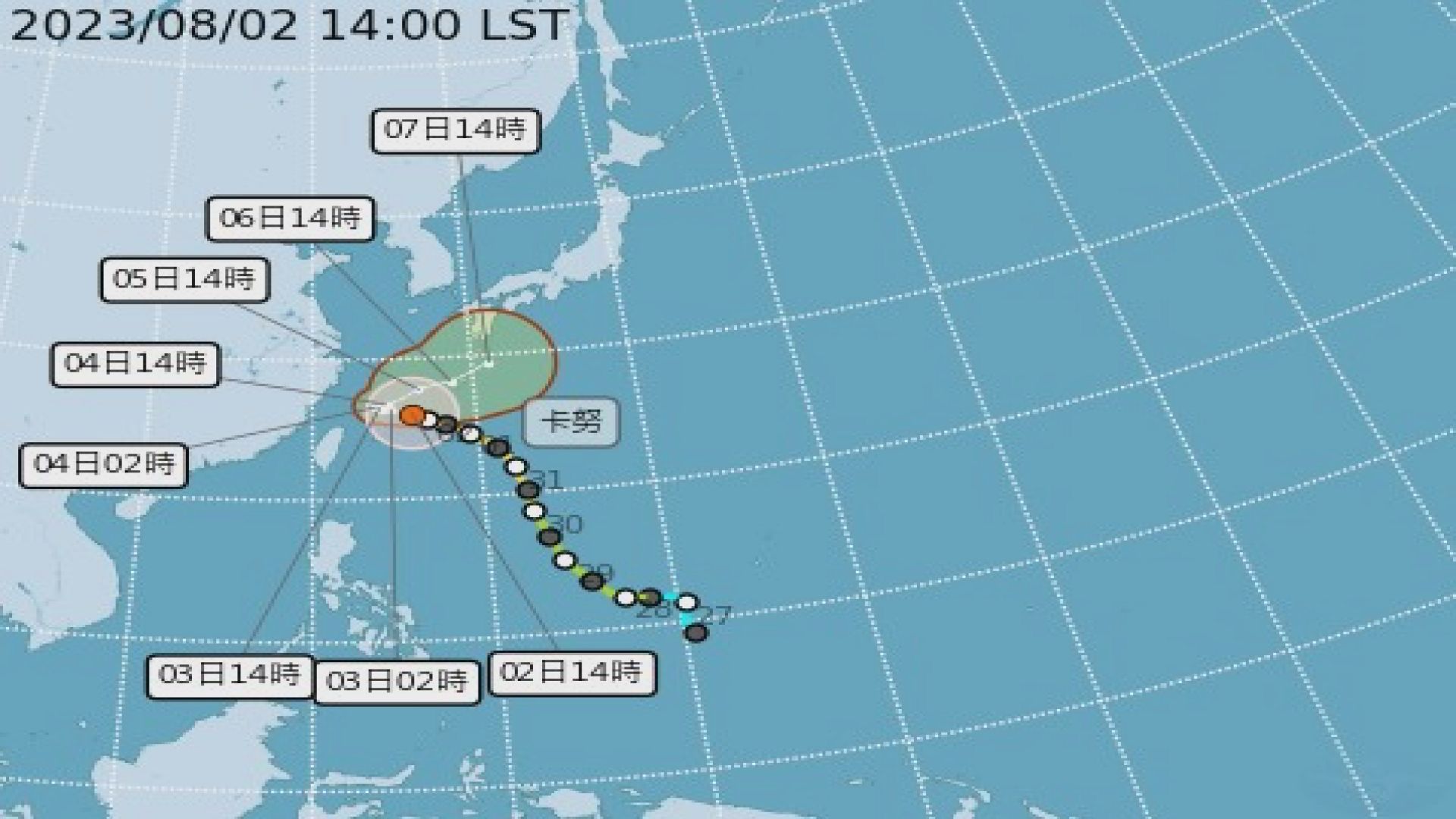 努颱風路徑潛勢。圖／翻攝自中央氣象局