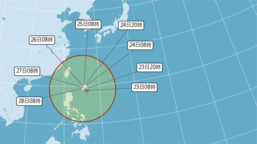 氣象專家賈新興更進一步表示，位於台灣東南方海面的熱帶系統，週五到下週一都有可能成颱，一旦成颱，路徑可能會類似杜蘇芮。圖／台視新聞