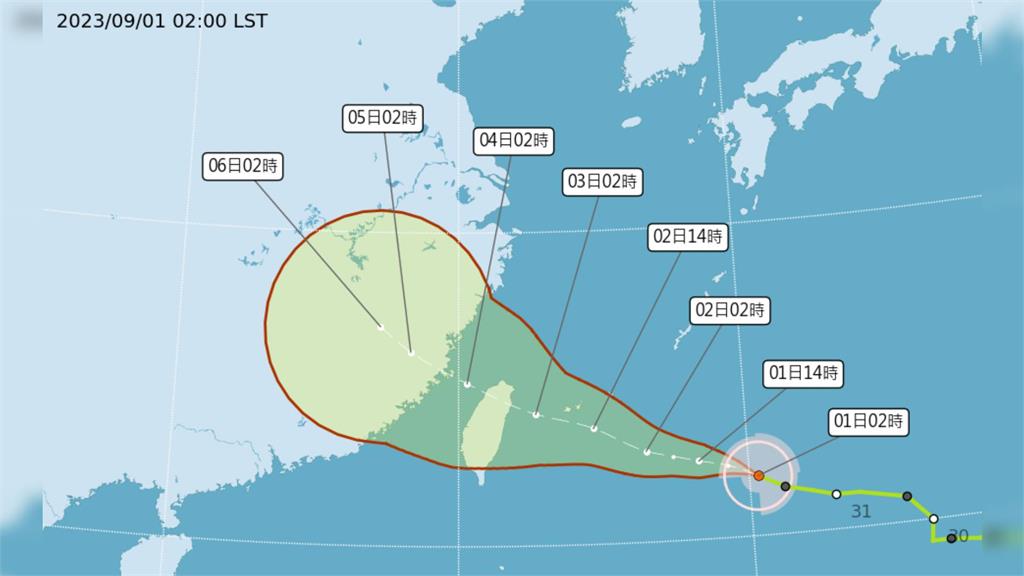 海葵颱風路徑潛勢預報。圖／中央氣象局