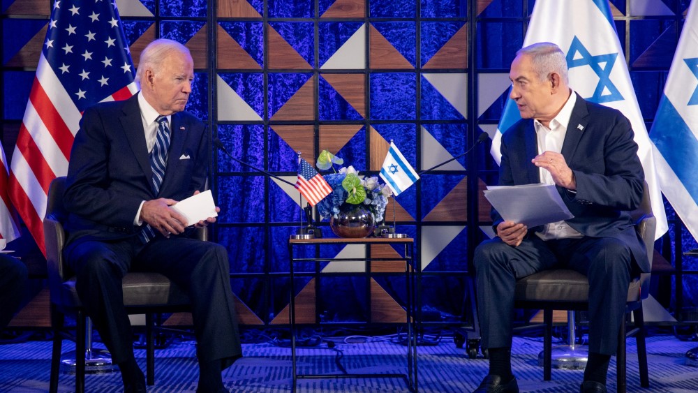 美國總統拜登、以色列總理納坦雅胡去年曾就以哈衝突進行會談。（資料照／路透社）