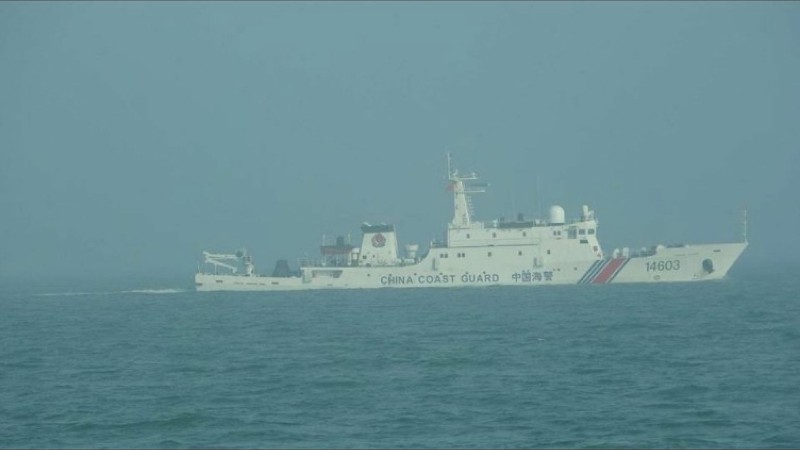 5月6日中國海警編隊航行進入金門水域，海巡署艦艇驅離。圖／海巡署提供